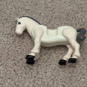 Vintage Pony White Gray Kids Toy Horse Figure Articulated Plastic Posable
